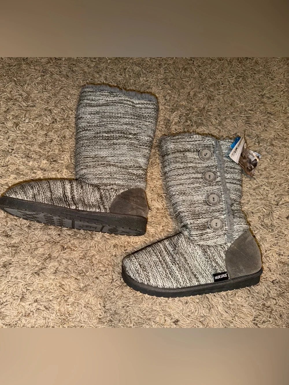 Size 10 Muk Luks Gray Knit Button Booties
